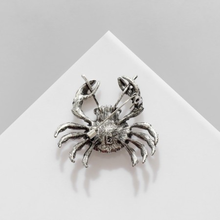 Brooch "Crab" sea, blue color in black silver-1