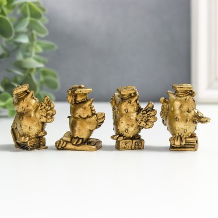Souvenir Polystone for bronze "Scientific owls" set of 4 pcs 3.8x1.5x3 cm-3