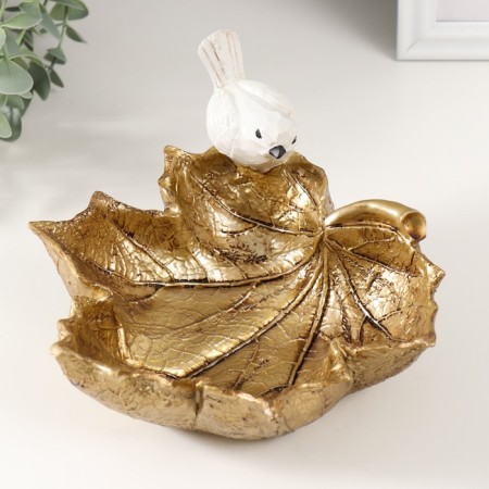 Souvenir Polystone "White Bird on a golden sheet" 20x17.5x10.5 cm-3