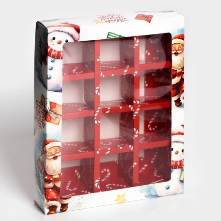 New Year. Box for 12 sweets "Santa Claus", 19 x 15 x 3.6 cm, confectionery packaging-1