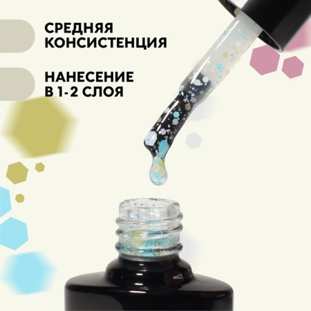 Nail varnish gel, Milk Glitter, 3 phase, 8ml, LED/UV, Transparent color (08)-2