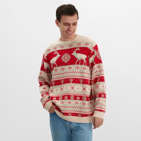 New Year. Knitted jumper KAFTAN Scandinavia size 56, red-1