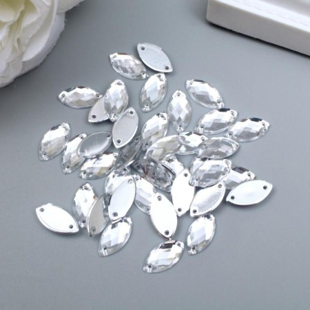 Decor for creativity Plastic sewn "leaf" silver set 40 pcs 1x0.6x0.3 cm-1