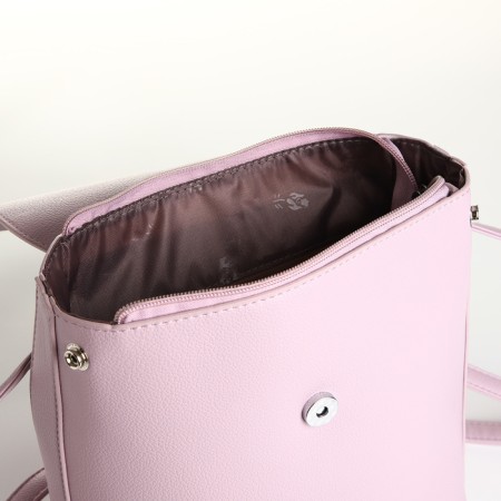 City backpack of artificial leather with lightning, pink color-5