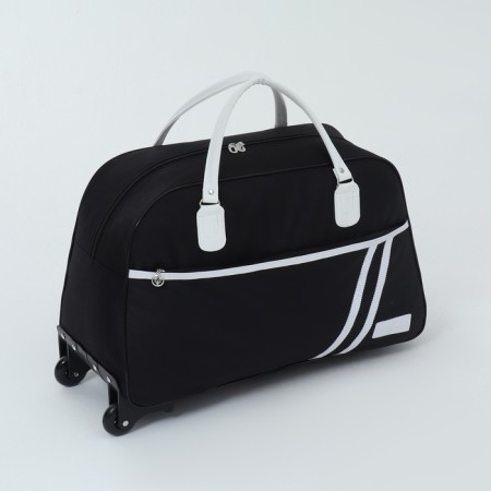 Road bag on wheels, external pocket, black color