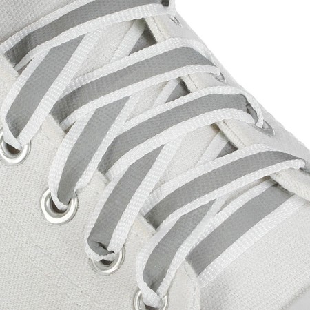 Shoe shoes, steam, flat, with a reflective strip, 10 mm, 70 cm, white color-1