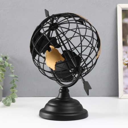 Souvenir Metal "Globe with an arrow" Black 27x17x30 cm-4