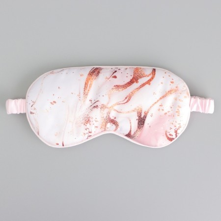 Silk mask for sleeping "marble", 20 x 9 cm, white color