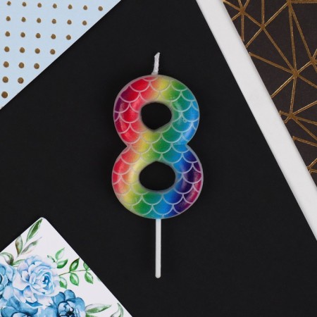 Candle for the cake, number "8", multi -colored, 5.5 x 8 cm.-2