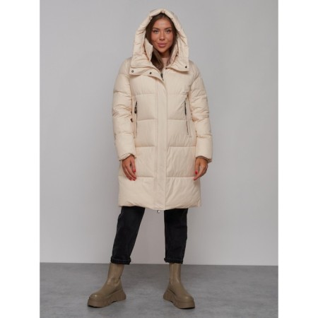 Coat insulated winter female, size 50, beige color-4