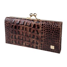 Purse with frame lock Loricata Brun, brown color