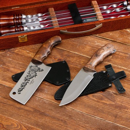 Set with skewers "Mountain Spirit" Case, Sharpura, two knives-16