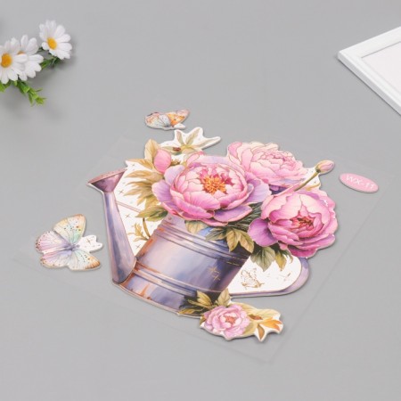 Interior plastic sticker "Peonies in the watering can" 40x31 cm-1