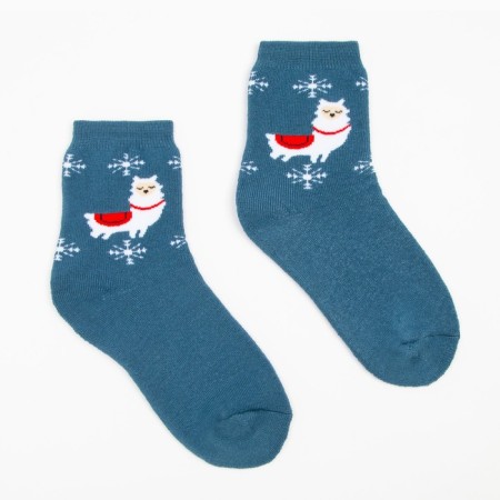Terry socks, blue color/lama, size 23-25-1