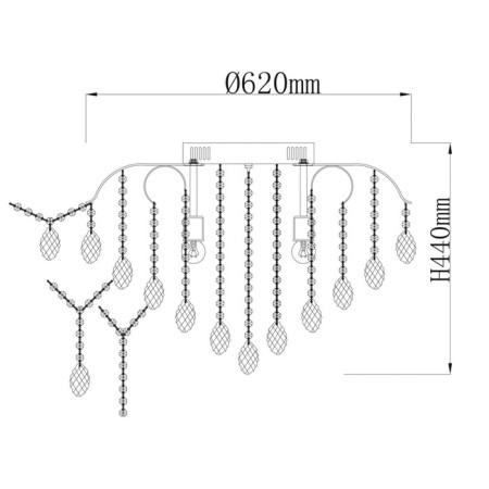 Breeze chandelier, size 62x44x62 cm, 378W 6xled IP 20-3