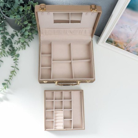 Casket to the leatherette for jewelry "Mokko" combined suitcase 8x18x23 cm-2
