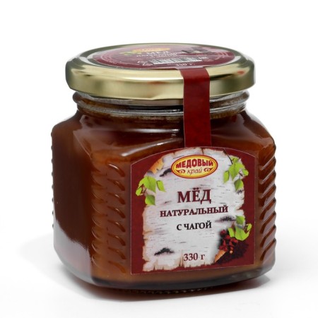 Natural honey with chaga, 330 g, glass