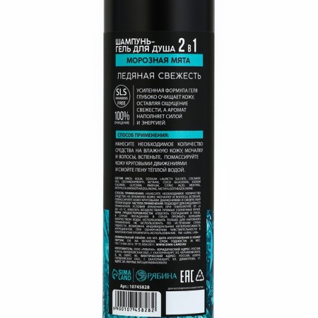 Shower gel and shampoo 2B1 "frosty mint", 300 ml-6