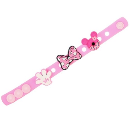 Silicone Bracelet with replaceable jibitsami, 3 Jibits included, Minnie Mouse-1