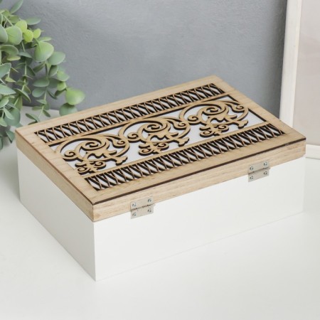 Casket tree with divisions "openwork thread" white 16.7x23.8x8 cm-3