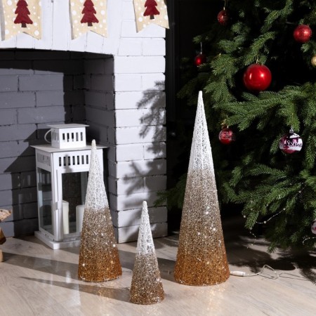 LED figure "Beige cones" 30, 45, 60 cm, textiles, metal, 220 V, glow warm white-1