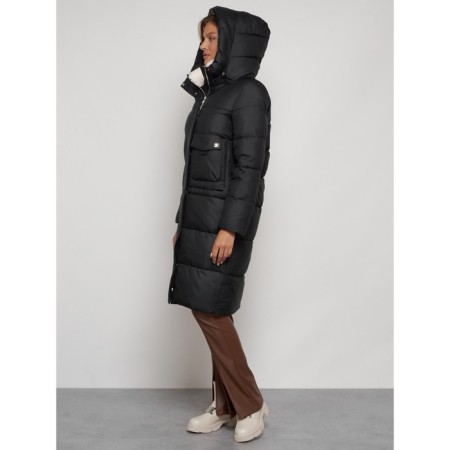 Coat insulated winter female, size 46, black color-5