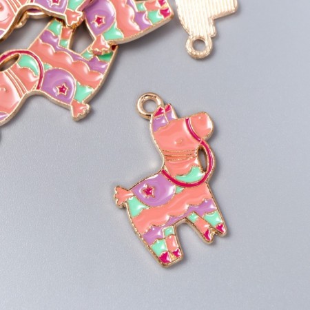 Decor for creativity metal, enamel "Multi -colored donkey" 2.1x2.7 cm