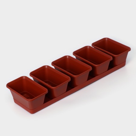 A set of flower pots with a tray Darel Plastic, 750 ml, 53 cm, 5 pcs, terercot color-1