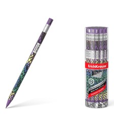 Карандаш механический ErichKrause "ColorTouch Purple Python", грифель d=2,0 мм, с точилкой, корпус "Soft-touch" с дизайном, в тубусе