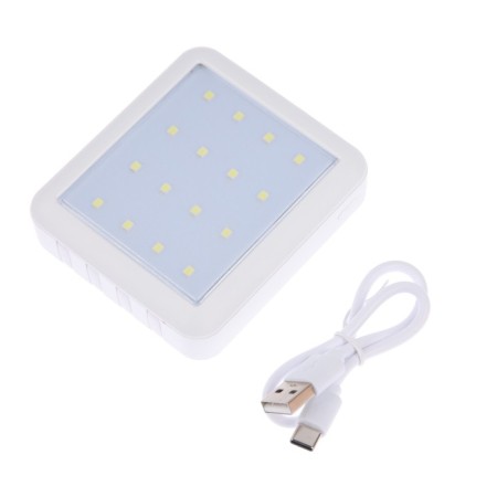External battery 484, 10000 mAh, Type-C/Lightning/MicroUSB cables, lantern, white-9