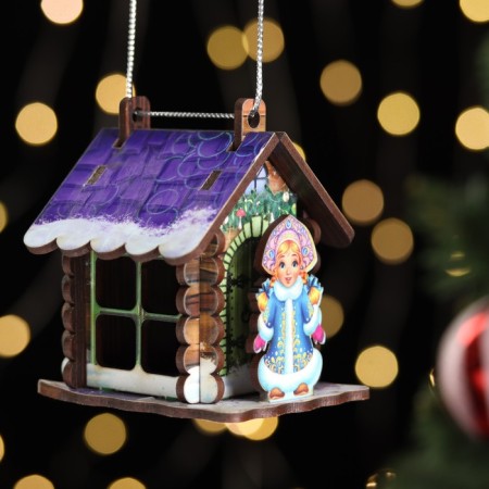 Toy on the tree "House" with the Snow Maiden, Mix, 9x6.5x6.5cm-3