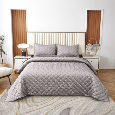 Kit: bedspread, pillowcase, size 160x220 cm, 50x70 cm, silver color