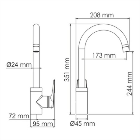 Kitchen mixer Wasserkraft Glan 6607, single -leaf, pour length 173 mm, black-4