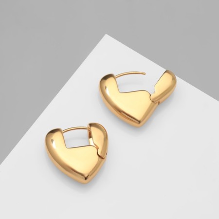 Earrings Metal "Accord" Heart, Tact, Color Gold-3