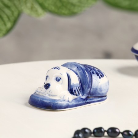 Souvenir "Sleeping puppy", 9 x 5 x 4 cm, gzhel, cobalt-1