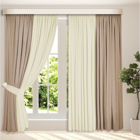 Set of curtains "Canvas", size 200x260 cm, 2 pcs, beige color, milk-4