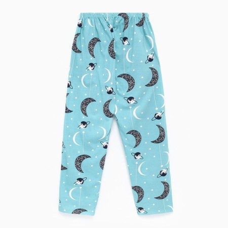Female homemade set (T -shirt/pants), white/turquoise color, size 60-7