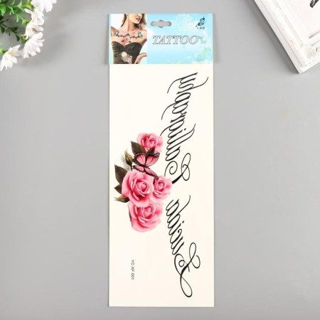 Tattoo on the chest/back color/black "Lace/Flowers" mix 34x12 cm-1