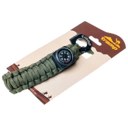 Survivor bracelet Tramp TraM-237, compass, fire/2 meters of paracord, olive-1