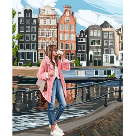 Diamond mosaic with partial filling of Amsterdam without a 30x40 cm frame