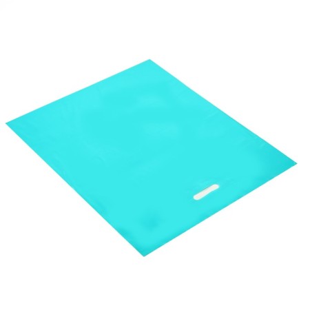 Polyethylene package with a cut handle, turquoise 40-50 cm, 60 μm-1