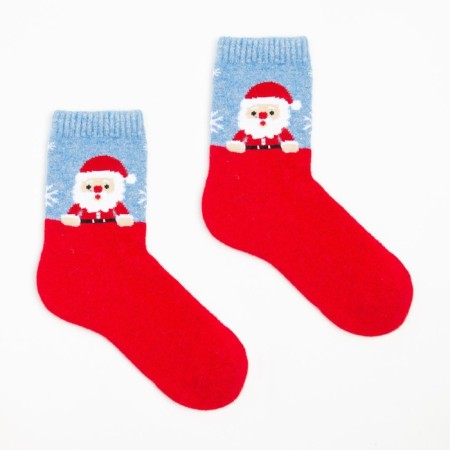 Women's socks from the Mongol wool "Santa", the color is red, size 25 (37-39)-1
