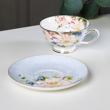 Tea steam porcelain "Tea rose", 2 items: a cup 200 ml, a saucer d = 15 cm-1