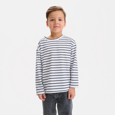 Longsliv children in strip KAFTAN, size 36 (134-140 cm), white/black color-1