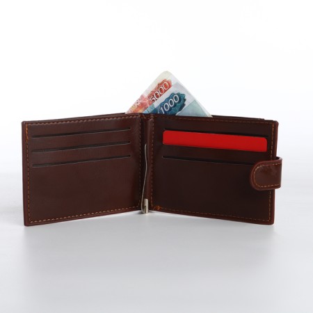 Button purse, brown color-4