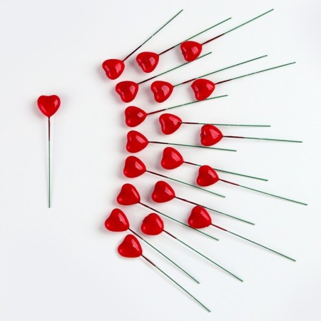 Figure for crafts and decor on the wire "Heart", set of 20 pcs., Size 1 pc. - 2.5 × 1.6 × 8.5 cm