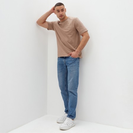 Men's T -shirt Minaku: Basic Line Man Beige color, size 52-2