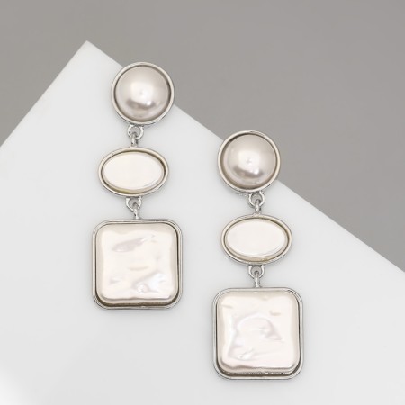 Earrings with pearls "harbor" Consciousness, geometry, color silver