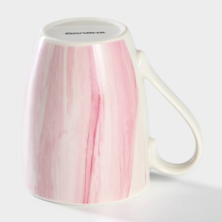 Ebru porcelain mug, 350 ml, gray, pink color-2