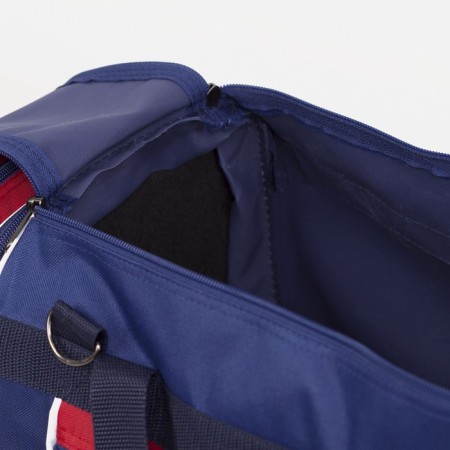 Sports bag with lightning, with an increase, 3 outer pockets, a long belt, blue/red color-4